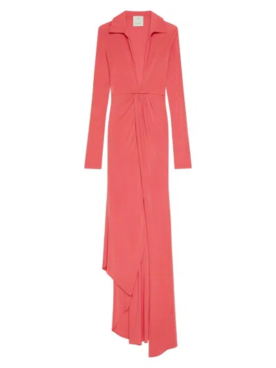 Givenchy Women's Plage Draped Dress In Jersey In Coral