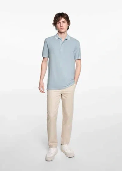 Mango Teen Short-sleeved Cotton Polo Shirt Blue
