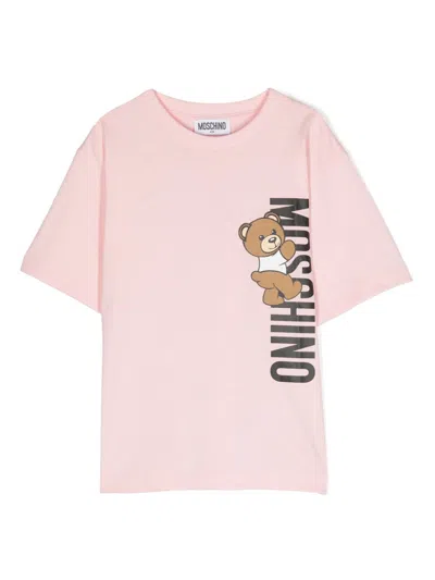 Moschino Kids' Logo-print Cotton T-shirt In 50209 Rosa