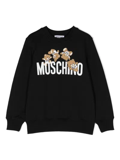 Moschino Kids' Sweatshirt Mit Teddy-print In Black