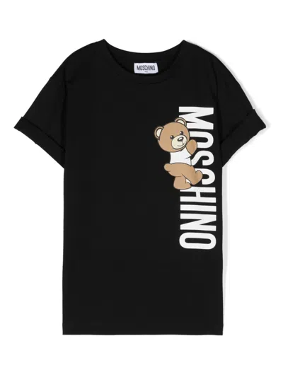 Moschino Kids' Cotton Jersey T-shirt In 60100 - Nero