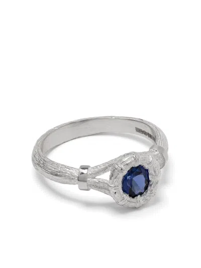 Bleue Burnham Mini Bound Willow Blue Sapphire Ring In Silver