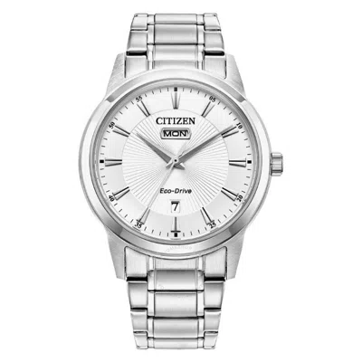 Citizen Eco-drive Men's Classic Stainless Steel Bracelet Watch 40mm In Silver / White