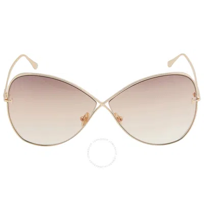 Tom Ford Nickie Tf 842 28f Womens Butterfly Sunglasses In Two Tone  / Brown / Gold / Gold Tone / Rose