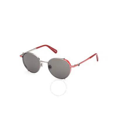 Moncler Eyewear Round Frame Sunglasses In Red   / Ruthenium