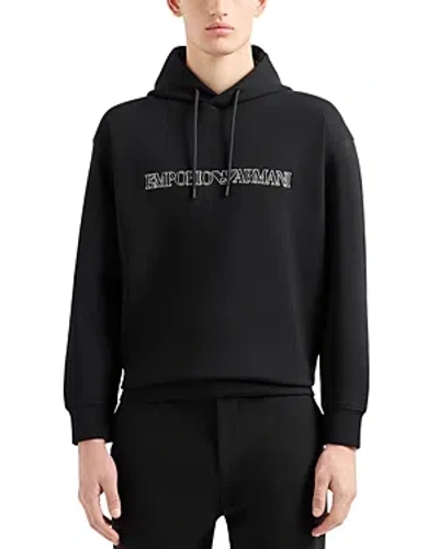 Emporio Armani Logo-embroidered Hoodie In Fancy Blue