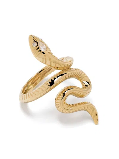 Jacquie Aiche 18kt Yellow Gold Teardrop Head Snake Diamond Ring