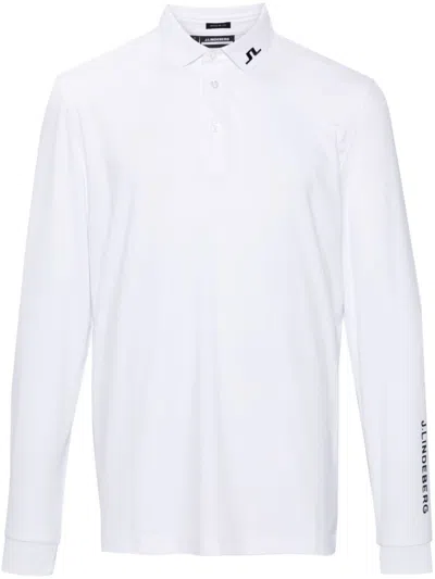 J. Lindeberg Tour Tech Long-sleeve Polo Shirt In White