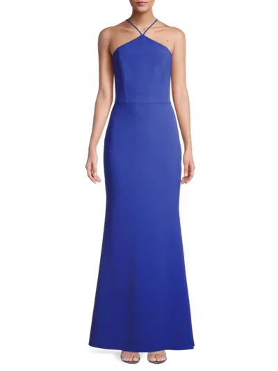 Liv Foster Women's Twill Halter Mermaid Gown In Royal Sapphire