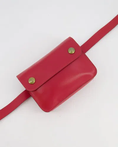 Hermes Hermès Vintage Leather Small Belt Bag With Gold Hardware In Red