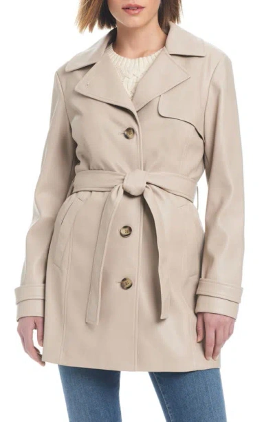 Sanctuary Faux Leather Trench Coat In Sawdust