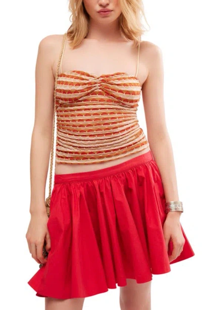 Free People New Love Crop Jacquard Knit Camisole In Strawberry Combo