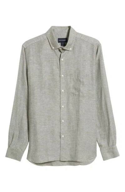 Scott Barber Solid Linen & Lyocell Twill Button-down Shirt In Sage