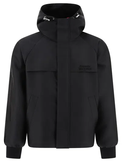 Alexander Mcqueen Jacket With Embroidered Logo In Black