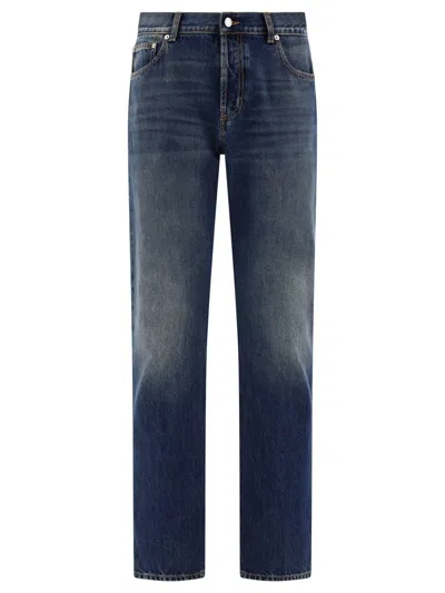 Alexander Mcqueen Jeans With Logo Detail In Blue