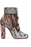 CHRISTIAN LOUBOUTIN MOULAMAX 100 SEQUINED LEATHER ANKLE BOOTS