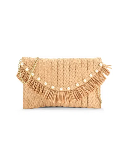 Collection 18 Women's Paper Straw Convertible Envelope Clutch In Natural
