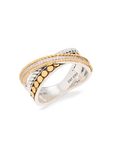 Effy Eny Women's Sterling Silver, 18k Yellow Gold & 0.1 Tcw Diamond Ring
