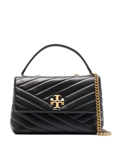 Tory Burch Small 'convertible Kira' Shoulder Bag With Chain In Black Matelassé Chevron Leather