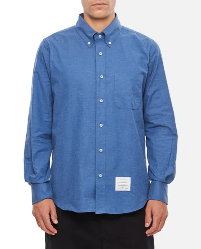 Thom Browne Straight Fit Shirt Center Back In Engineered Stripe In Blue