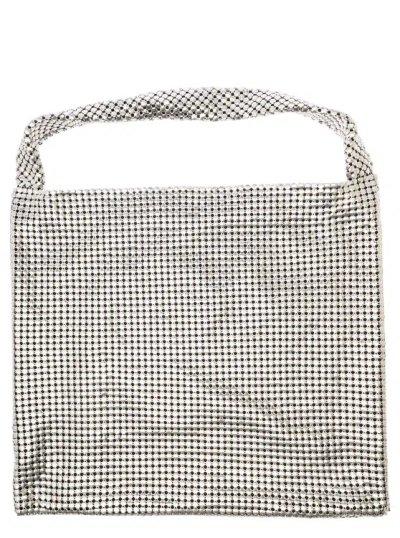 Rabanne Pixel' Silver-tone Tote Bag In Metallic Mesh In White