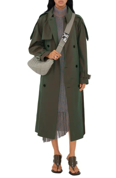 Burberry Belted Long Trench Coat In Antique Green