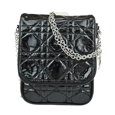 Dior Cannage/lady Black Patent Leather Shoulder Bag ()