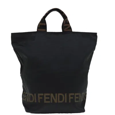Fendi Trotter Canvas Tote Bag Black Canvas Handbag ()