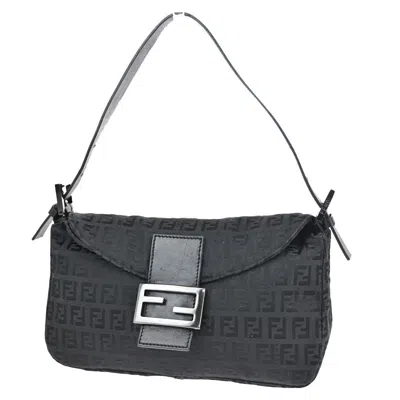 Fendi Baguette Black Canvas Shoulder Bag ()