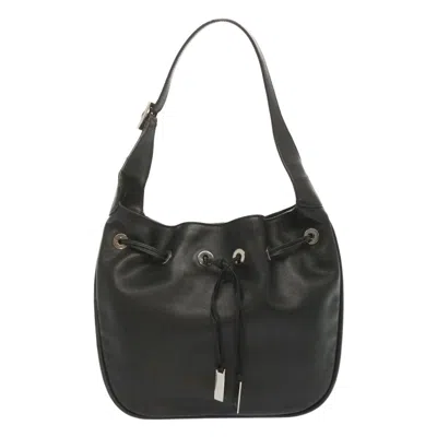 Gucci Drawstring Black Leather Shoulder Bag ()