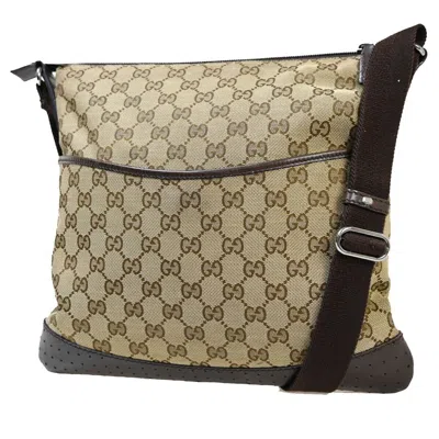 Gucci Gg Canvas Brown Canvas Shoulder Bag () In Blue