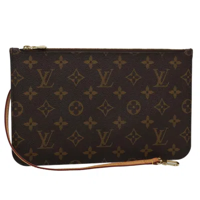 Pre-owned Louis Vuitton Neverfull Brown Canvas Clutch Bag ()