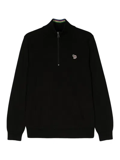 Ps By Paul Smith Zebra Logo Organic Cotton Sweatshirt In Black