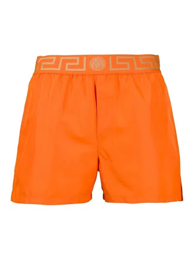 Versace Swim Short Boxer Tessuto Poly Golfo Pd Taiana In Yellow & Orange