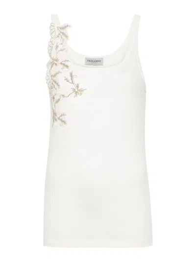 Ermanno Firenze Floral-lace Tank Top In White
