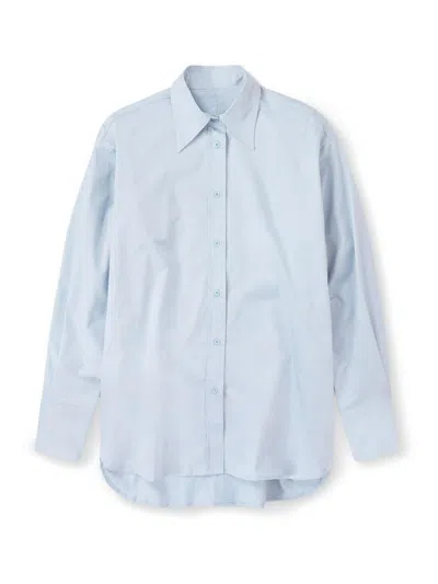 Closed Stretch-cotton Long-sleeve Shirt In Blue