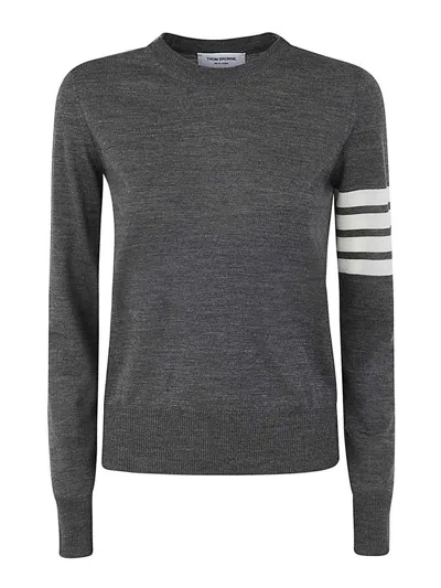 Thom Browne 4-bar Stripe Wool Sweater In Grey
