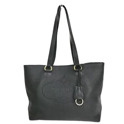 Prada Vitello Leather Shoulder Bag () In Black