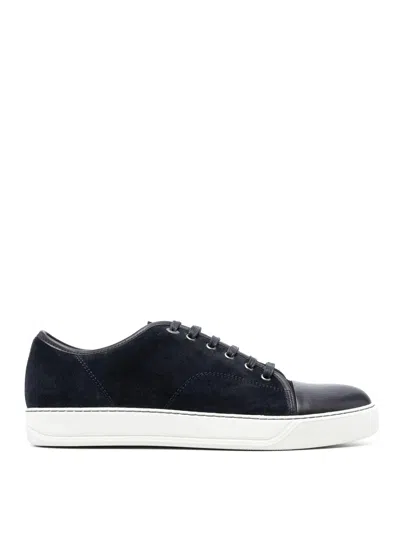 Lanvin Suede And Nappa Captoe Low To Sneaker Shoes In Blue