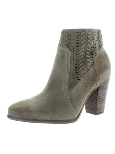Vince Camuto Fenyia Womens Suede Block Heel Ankle Boots In Grey