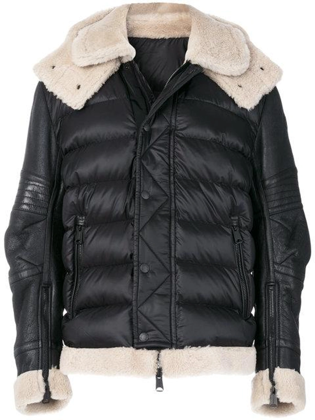 Moncler Tancrede Shearling lined Leather And Quilted Shell Jacket In Black ModeSens