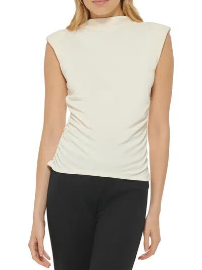 Dkny Womens Ruched Polyester Pullover Top In Eggnog