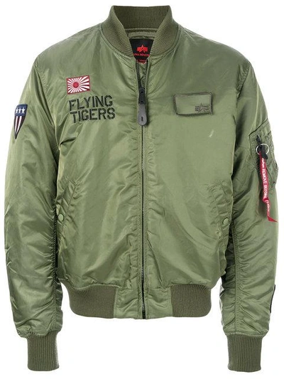Alpha Industries Ma-1 Flying Tigers Shell Bomber Jacket In Green