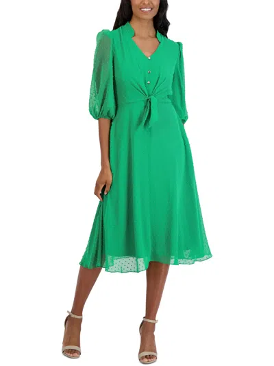 Julia Jordan Womens Polyester Midi Dress In Green