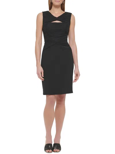 Dkny Womens Ruched Polyester Cocktail And Party Dress In Black