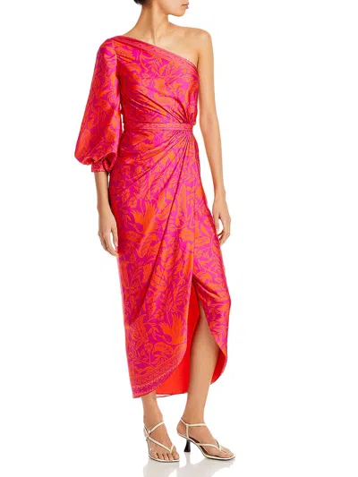Andres Otalora Womens Printed Satin Evening Dress In Pink