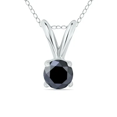 Sselects 1/4 Carat Tw Round Diamond Solitaire Pendant In 14k In Black