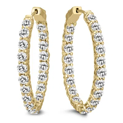 Sselects 10 Carat Tw Oval Diamond Hoop Earrings With Push Button Locks In 14k In Silver