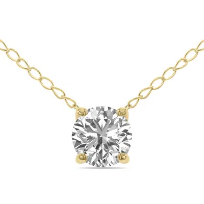 Sselects Lab Grown Igi Certified 1/2 Carat Floating Round Diamond Solitaire Pendant In 14k Yellow Gold In Silver