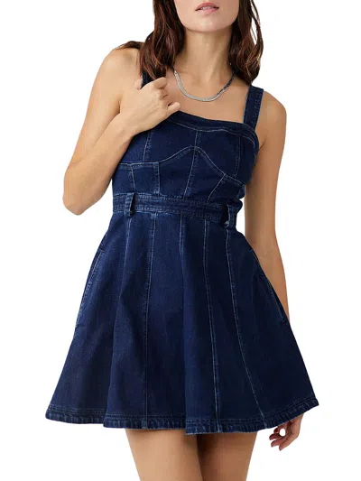Free People Margot Womens Tencel Short Mini Dress In Blue